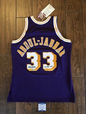ABDUL-JABBAR Signed JERSEY 6x NBA MVP Inscription BAS authentic Mitchell & Ness - Image 1 of 4
