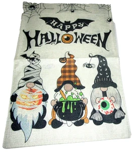 HALLOWEEN GARDEN FLAG ~ 12" x 18" ~ HALLOWEEN GARDEN GNOMES ~ Double Sided - Picture 1 of 1