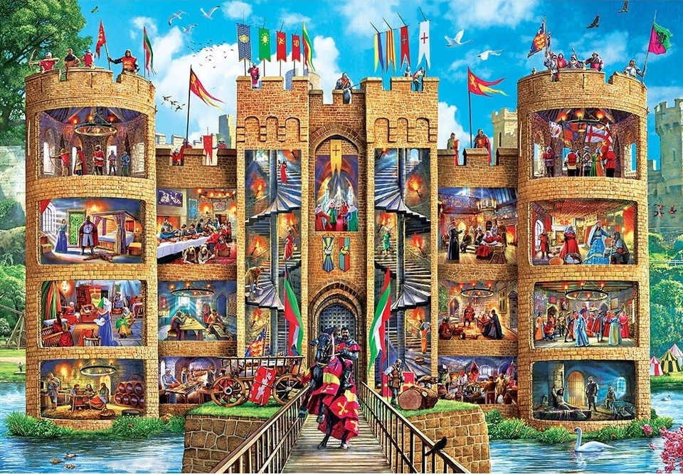 Jigsaw Puzzle Inside Out Medieval Castle Middle Ages 1000 EZ Grip pieces NEW - Image 1 of 1