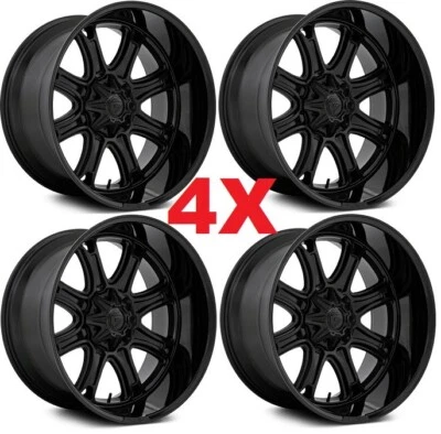 FUEL DARKSTAR WHEELS RIMS 20X10 BLACKOUT MATTE BLACK W GLOSS LIP DEEP - Image 1 of 4