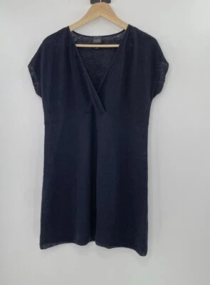 Vestido tejido envolvente sintético cuello en V azul marino Eileen Fisher talla XS Lagenlook Coastal XS Foto 1 de 4