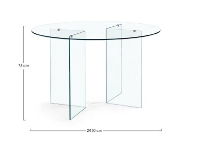 Round Glass Table Diameter 130 Modern Design Living Room Office Kitchen - Image 1 of 4