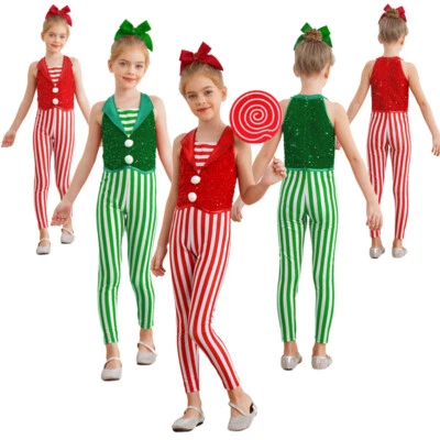 Niñas Unitard Ropa de Baile Body Juegos con disfraces Mono Lentejuelas Mascarada Fiesta Foto 1 de 4