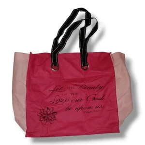 Women's " Let The Beauty Of The Lord Our Got Be Upon You" Pink Tote Bag - Picture 1 of 8