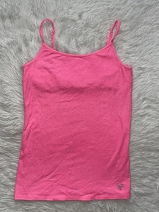 JUSTICE GIRLS PINK SPARKLE TANK TOP CAMI GIRLS 14 SHELF BRA SPARKLY ADJUSTABLE - Picture 1 of 4