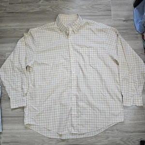 Brooks Brothers Shirt Mens XL Yellow Plaid Non Iron Cotton Button Up 346 - Picture 1 of 8