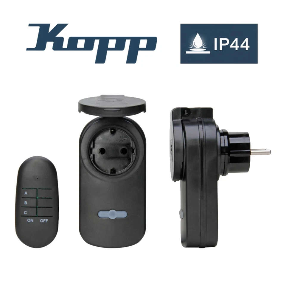 Funksteckdosen mit Fernbedienung außen outdoor Steckdose IP44 Kopp (292207011) - Bild 1 von 4