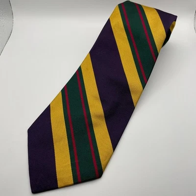 Vintage Polo by Ralph Lauren Necktie Striped Gold Purple Green Red Men's Tie - Image 1 of 4