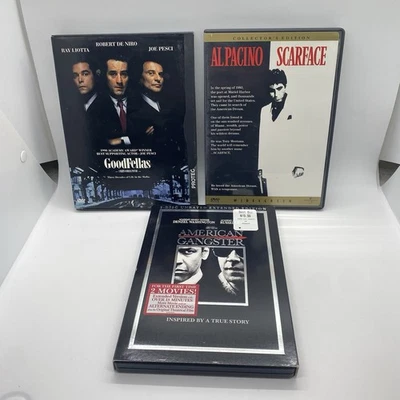 Lot Of 3 Gangsters Films DVD Scarface American Gangster Good Fellas Tested Foto 1 de 4