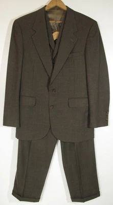 VTG 3-Piece Suit Mens 40 Evan~Picone~Tailored Gray Wool Jacket Houndstooth~USA - Image 1 of 4