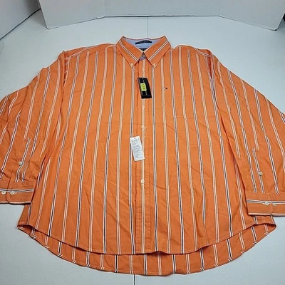 Camisa de Colección Tommy Hilfiger con Botones Nueva con Etiquetas Y2K Para Hombres XXL Naranja Azul Blanco Rayas NUEVA  Foto 1 de 4