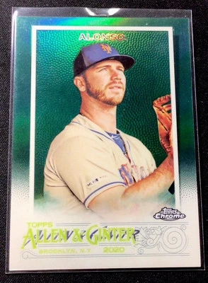 2020 Topps Allen & Ginter #34 Pete Alonso Green Chrome Refractor #52/99 - Image 1 of 2