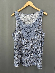 J Jill Tank Top Gr. XL blau bunt abstrakt Häkelspitze besetzt bedruckt Boho - Bild 1 von 12