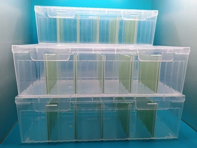 Set 5 scatole portaoggetti multiuso in plastica trasparente con scomparti - Immagine 1 di 3