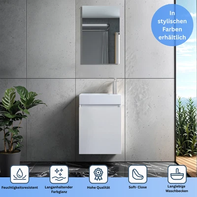 Faizee Home Badmöbel Set Weiß – Waschtischunterschrank mit Keramikbecken - Bild 1 von 4