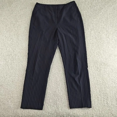 Calça social Top Shop cintura alta listra vertical feminina 8 azul marinho calças - Imagem 1 de 4