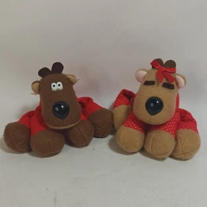 2 Peluche de Navidad Hallmark Ramona/Randy Reindeer Rodney 1986 3,5" en pijama de colección - Imagen 1 de 13