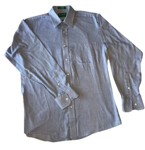 ROUNDTREE & YORKE Long Sleeve Blue pinpoint Oxford Shirt 16-35 Fitted - Picture 1 of 10