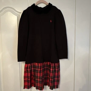 NWOT Polo Ralph Lauren Girls Dress Black Plaid Size L 12-14 - Picture 1 of 3