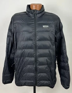 Eddie Bauer Jacket Men Large Down Feathers Puffer Packable Black Burgundy Zip - Imagen 1 de 16