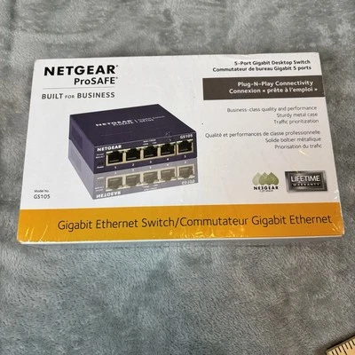 NETGEAR ProSafe GS105 5 Port Gigabit Desktop Switch NIB - Image 1 of 4