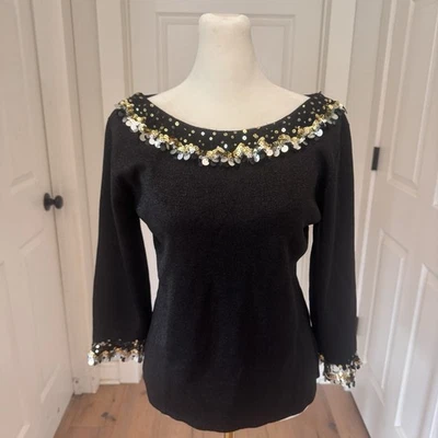 Blusa de Fiesta Suéter Negro de Colección JOSEPH A. QU’EST-CE QUE C’ESTSILK Talla L Foto 1 de 4