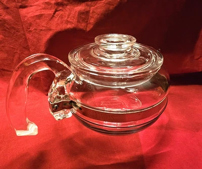 PYREX Flameware ~ Glass Tea Pot / Kettle 8446-B ~ 6 Cup MCM Vintage ~ CLEAN EUC! - Image 1 of 4