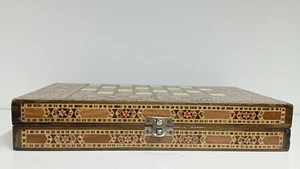 backgammon Juego Caja Madera Artesanal Una Ficha Defecto Ver Foto - Imagen 1 de 8