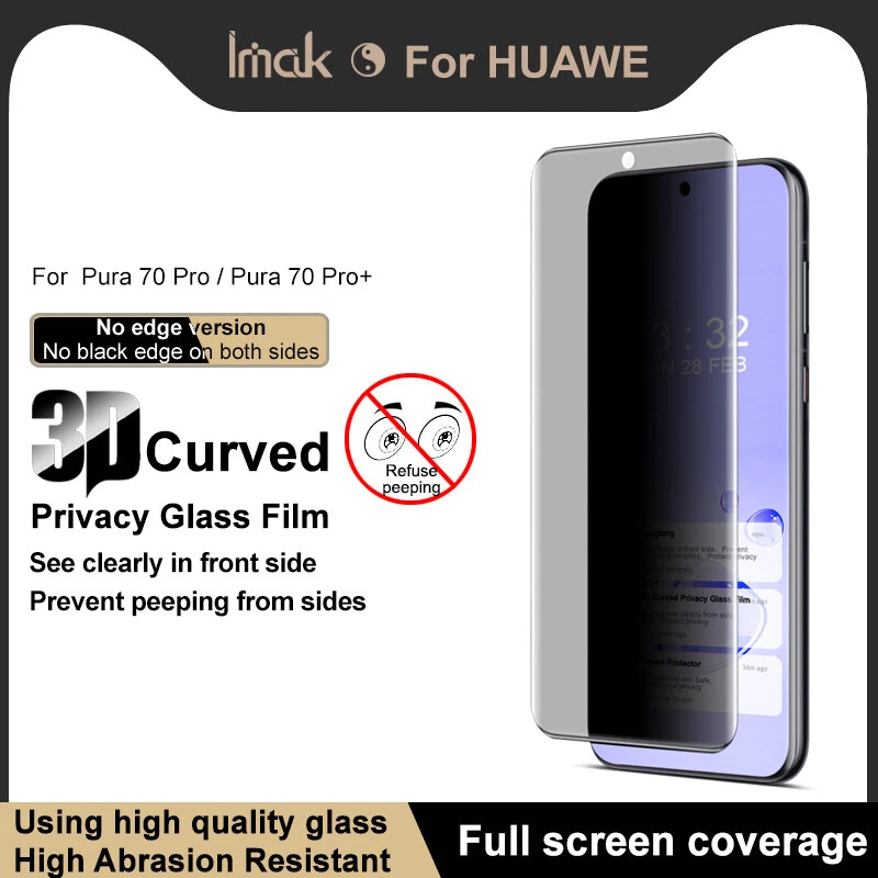 Protector de pantalla de privacidad sin vidrio para Huawei Pura 70 Ultra Pro+ imak 3D Foto 1 de 4