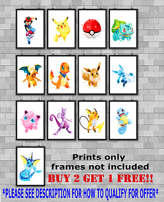 Pokemon Children's Bedroom Wall Art Poster Print Picture Gift A5 A4 A3 • 3£