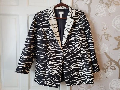 Chaqueta Blazer Chicos Negra Blanca Estampado Animal Cebra Talla 2/L/12 Pequeña Mujer Foto 1 de 4