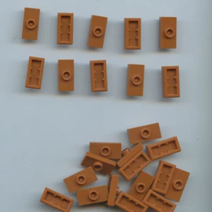 Lego x 25 dunkelorange Platte, modifiziert 1 x 2 mit 1 Noppen (Jumper) 15573 - Bild 1 von 1