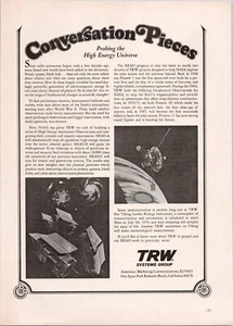 TRW NASA High Energy Astronomy Observatories HEAO Vintage Print Ad 1975 - Picture 1 of 5