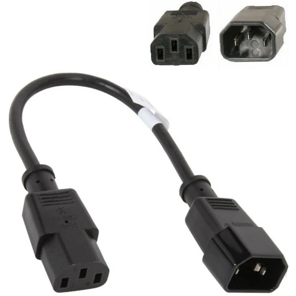 1ft (12inch) short Male~Female PC Power Extension Cord/Cable/Wire IEC320 C13~C14 - Image 1 of 1
