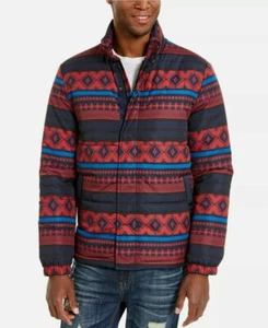 American Rag Men's Geometric Aztec Pattern Puffer Jacket Red/Navy (Orig. $120)  - Picture 1 of 4