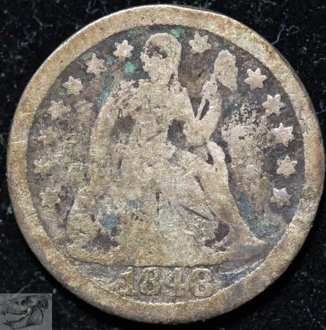 1848 Seated Liberty Dime, Good Details, Early Date Silver, Free Shipping, C5299 Cover