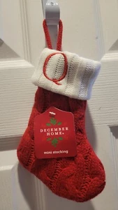 December Home Red White Cable Knit Monogram Q Mini Stocking New - Picture 1 of 1