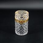Antique French Crystal Box for Jewelry Baccarat? Cut Glass Cylinder Ormolu Bow
