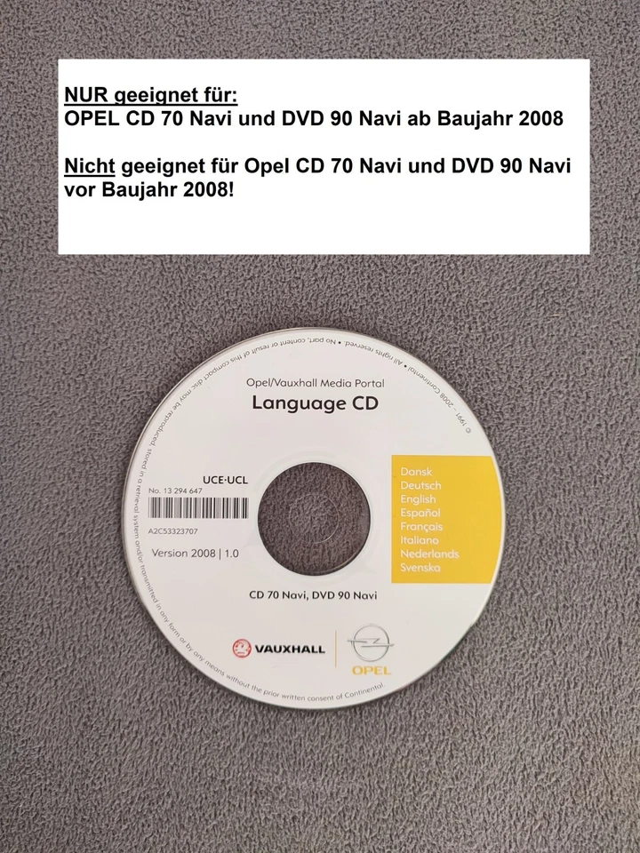 OPEL Sprachen Language CD für CD 70 Navi & DVD 90 Navi OPEL ab Baujahr 2008 - Bild 1 von 2
