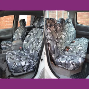 Fundas de asiento para Toyota Hilux Invincible 2005-16 doble cabina delantera trasera gris camuflado - Imagen 1 de 3