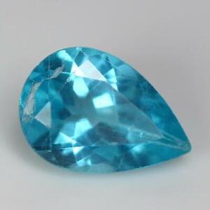 1.36CTS NATURAL NEON BLUE COLOR APPOTITE PEAR SHAPE LOOSE GEMSTONE FROM BRAZIL.