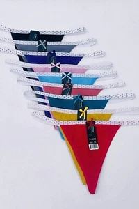 6 Pack Lot Sexy Womens G strings Thong Panties Cotton Pokadot Underwear Brief L - Picture 1 of 11