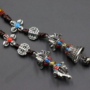 Tibétain Bouddhisme Métal Porte-Clé Voiture Mantra Vajra Cloche Amulette - Picture 1 of 9