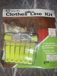 Vintage Kitchen King Drip Dry Clothes Line 6 Clothespins 1977 New Sealed - Picture 1 of 3