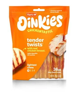 Hartz Oinkies Tender Twists Wrapped with Real Chicken Breast Dog Treats,36 Count - Picture 1 of 10