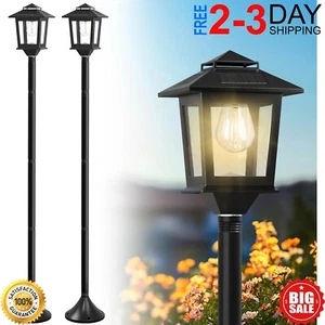 63" Solar Lamp Post Lights 2 Pack Outdoor Post Lights Waterproof Pole Lights NEW - Picture 1 of 27