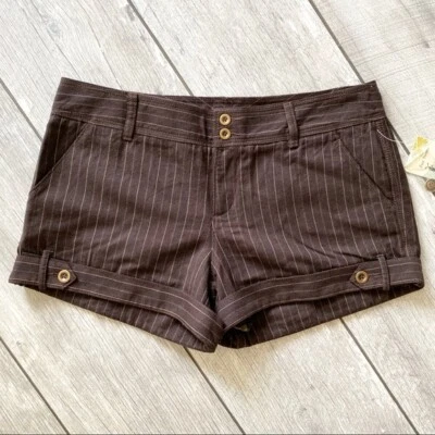 Free People Pinstripe Short Flat Front Welt Pocket Wool Blend Lined Size 12 NWT - Image 1 of 4