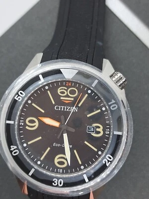 Orologio Citizen eco drive uomo AW1710-12E Nero Silicone Gomma Cal. J810 Nuovo - Immagine 1 di 4