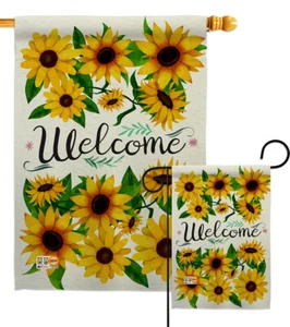 Willkommen Sonnenblumen Blumenstrauß Floral Natur Blumen Vintage Garten Haus Hof Flagge - Bild 1 von 13