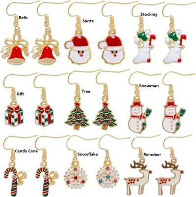 Christmas Novelty Earrings Available In Different Designs And Colours Great Gift - Image 1 of 3